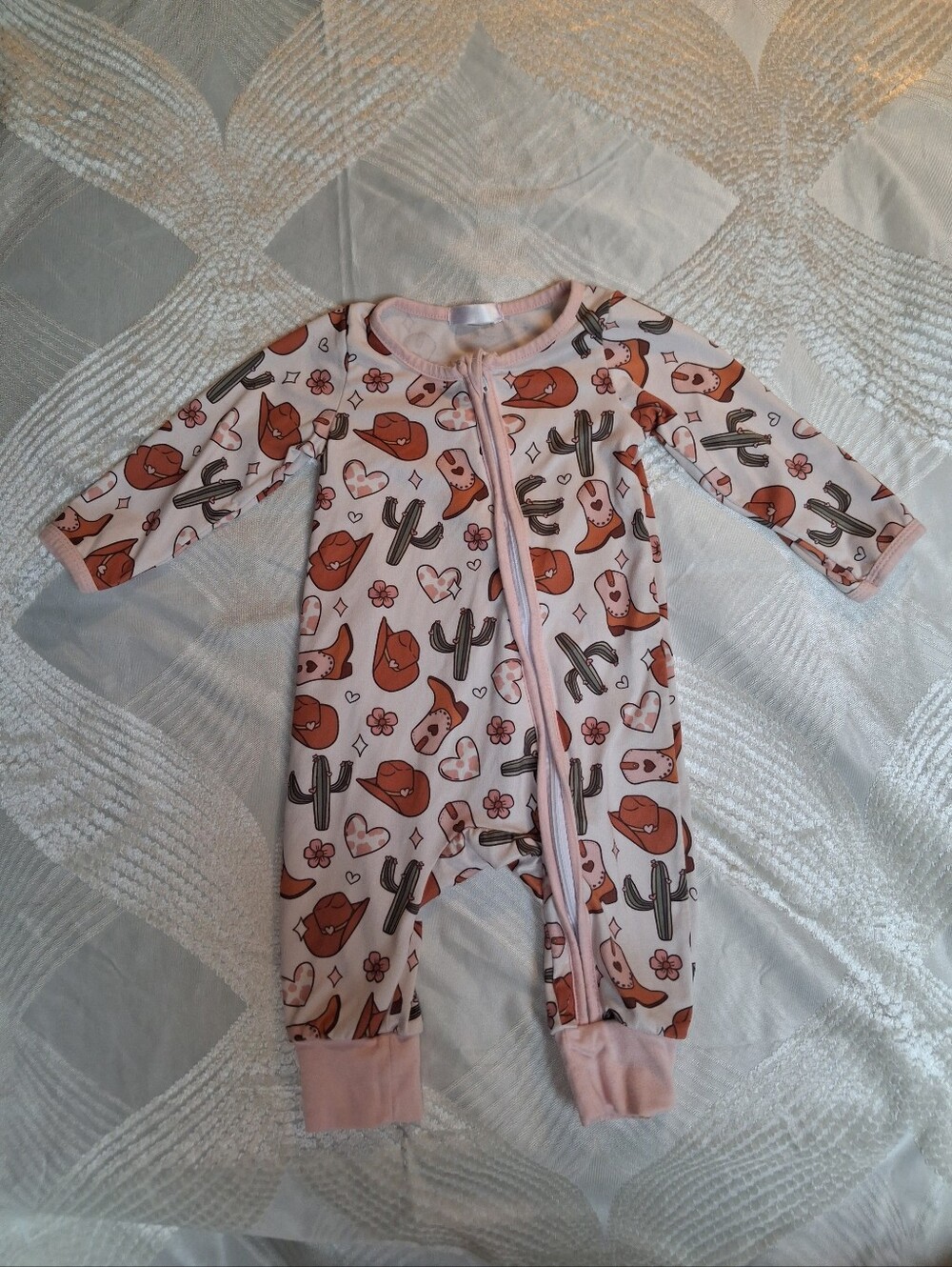 Pink Cowgirl Print Baby One-Piece Romper